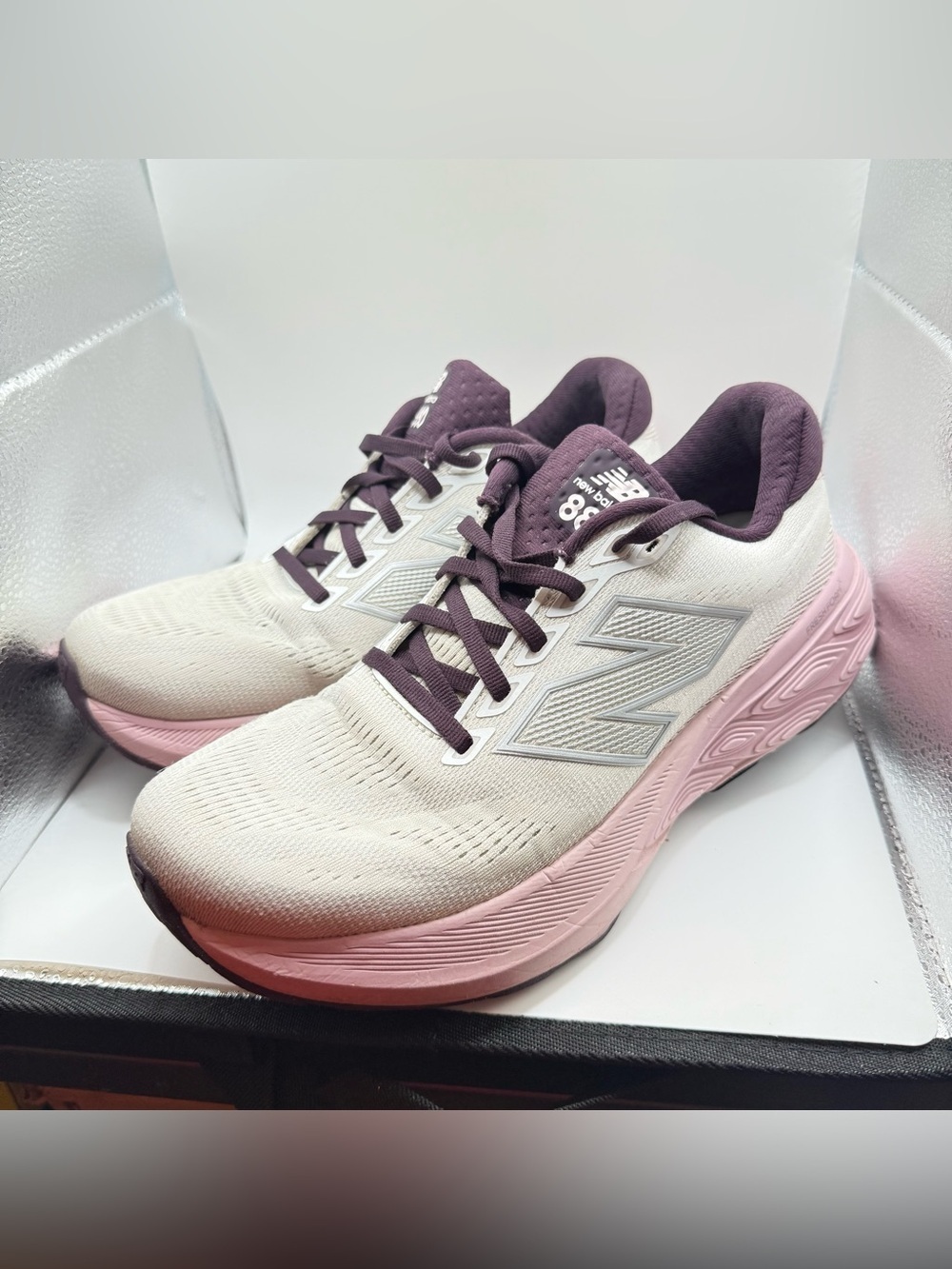 New Balance Women's Gray & Pink Running Shoes with Plum Accents